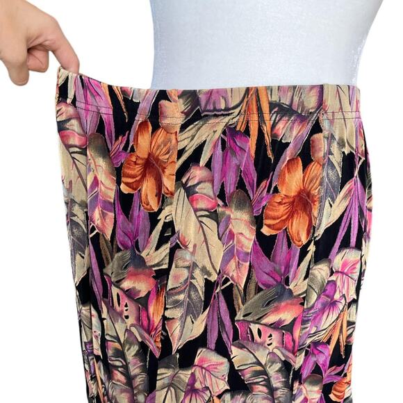 VTG 90S DARK FLORAL HAWAIIAN PRINT KNEE-LENGTH SKIRT - Picture 4 of 4